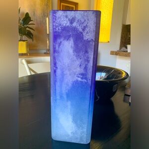 Cenedese Xlrg Murano Blue Black Gray Texture Italian Art Glass Vase